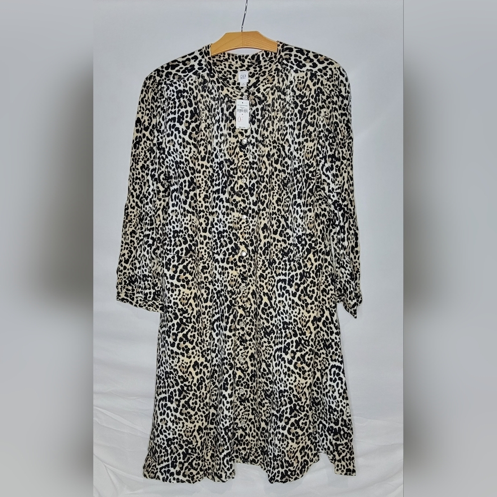 NWT Gap Leopard Print Button Up Dress